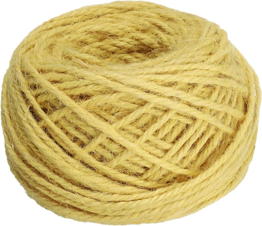 uxcell 164 Feet Natural Jute Twine String,3mm Thin Garden Twine Rope Colored Plant String Cord for DIY Art Crafts Gift Wrapping Decoration Packing Gardening Plant Hanger,Yellow