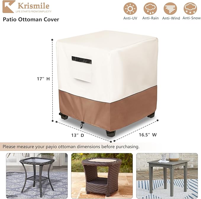 Outdoor Rocking Chair Side Table Cover, Heavy Duty All-Weather Patio Side Table Cover Fits Square Small Tables (13 x 16.5 x 17 Inches)