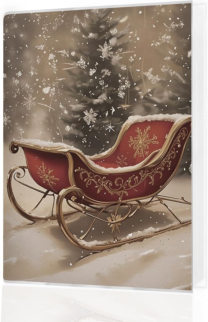 Christmas Photo Albums 4x6 Pictures, Winter Snowy Xmas Red Sleigh Holiday Small Memory Photo Album Book for Baby Family Graduation Wedding Travel Vacation