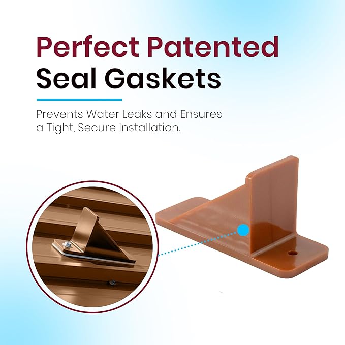 50 Pack Snow Guards for Metal Roofs – Includes Perfect Seal Gaskets & Screws – Heavy-Duty Polycarbonate Snow & Ice Stops – Prevents Sliding Snow | Copper | Made in USA