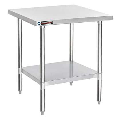 DuraSteel 30x30 Stainless Steel Work Table - NSF Commercial Prep Metal Table - Outdoor Pizza Oven Stand w/Under Shelf - Kitchen Island Laundry Utility Garage Microwave Stand Large Rolling Storage Cart
