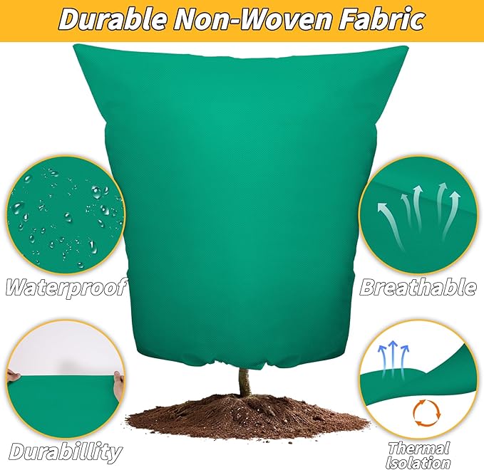6PCS Plant Covers Freeze Protection 2.82oz Thicker Winter Frost Cloth Plant Protection Jacket Cover Bags Frost Blankets with Zipper Drawstring for Outdoor Plants Fruit Tree Potted, 48"W x 72"H
