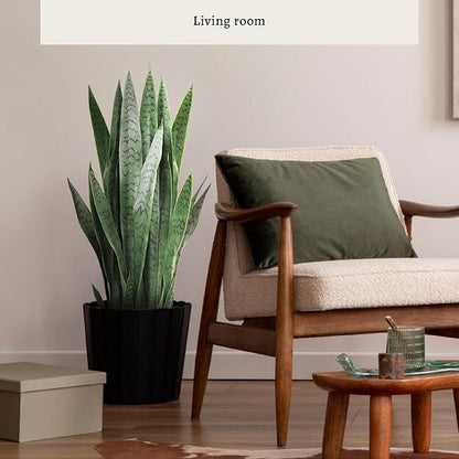 KOL 3FT Artificial Snake Plant, Fake Sansevieria Indoor Outdoor, 28 Thick PE Leaves Lifelike Faux Silk Plants, Home Decor Mother in Law Tongue 35in, Greenery for Office Decoration, Green