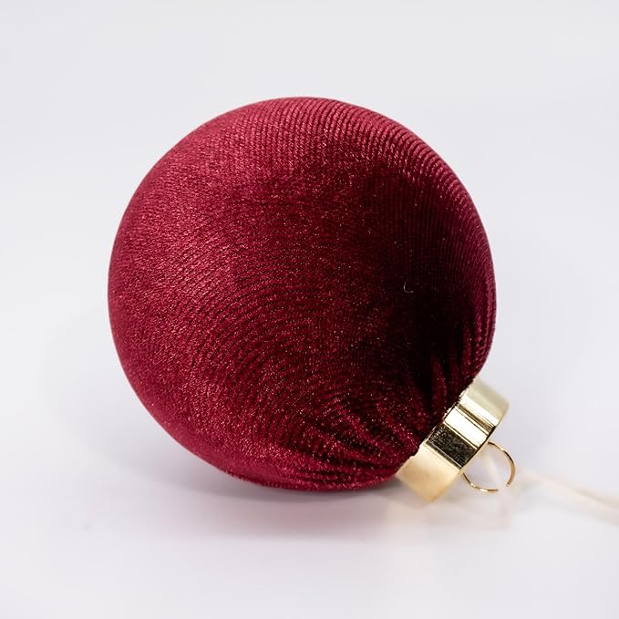 18PCS Velvet Christmas Ornaments Set – Large Matte Flocked Shatterproof Baubles for Xmas Tree Decoration, Luxury Hanging Ornaments for Holiday & Home Décor (Red, Brown, White, 3 Inch / 8 cm)