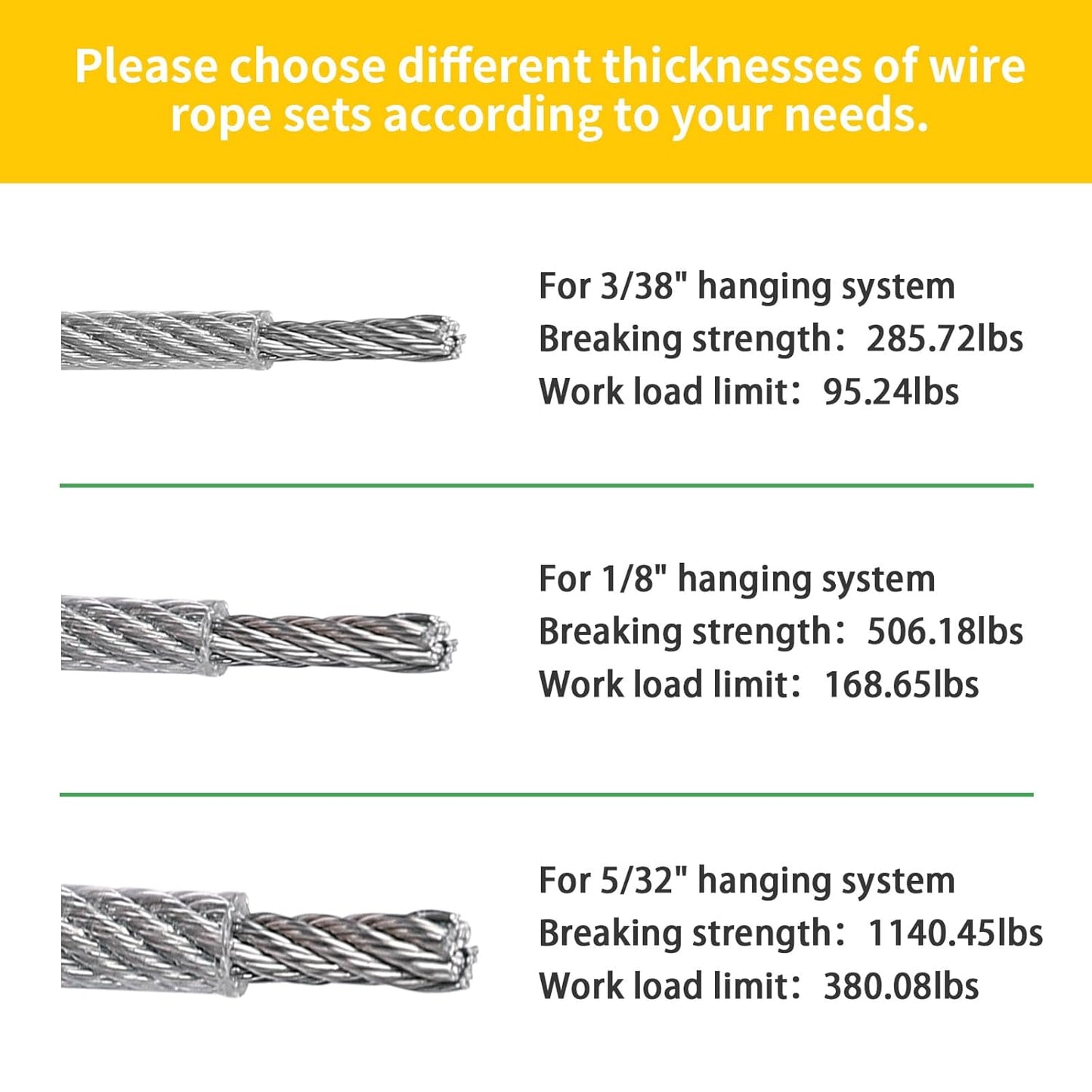 3/38" Wire Cable Rope Kit ，Vinyl Coated 304 Stainless Steel Wire – 100FT 7x7 Strand Cable with Turnbuckles，String Lights Hanging Kit for Outdoor, Garden,Patio, Crafts, Hanging Lights