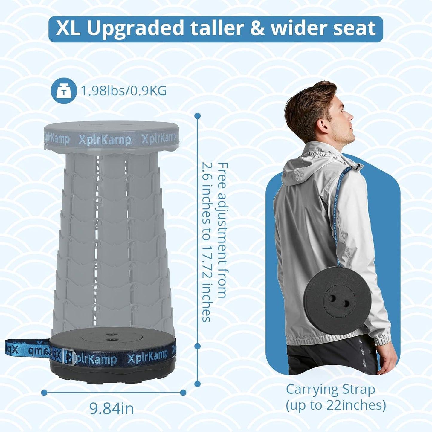 Upgraded Thickened Collapsible Stool, Portable Folding Stool Chair Lightweight But Sturdy Foldable Camping Stool, Retractable Telescopic Seat for Picnics Fishing Hiking BBQ (2, Black)