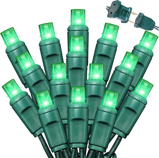 LAMPHOME 1200LED (24pk of 50L) String Lights, LED Christmas Lights, 6" SPACING,Green Wire, Green