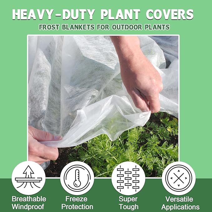 Plant Covers Freeze Protection, 10'x 50' Frost Cloth for Outdoor Plants, Winter Plant Cover for Frost Protection, Plant Blanket Floating Row Covers for Garden and Tree