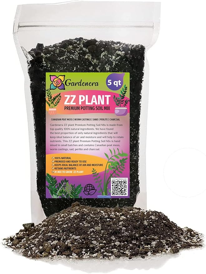 Gardenera Premium ZZ Plant Organic Potting Blend - Sustainable Growth & Revitalized Soil Ecosystem - 5 QUARTS