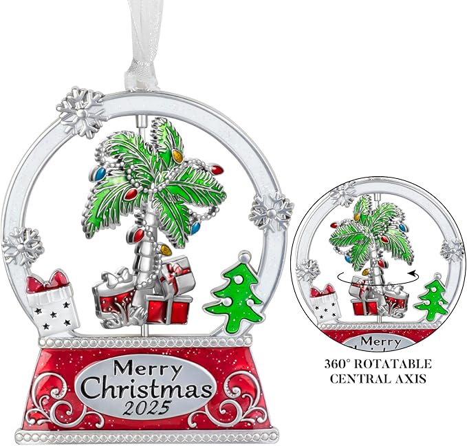 Laraine Christmas Tree Ornaments – 2025 Decorative Rotation Hanging Pendant of Car Charm Holiday Keepsake Gift Home Decor (Palm (2025))
