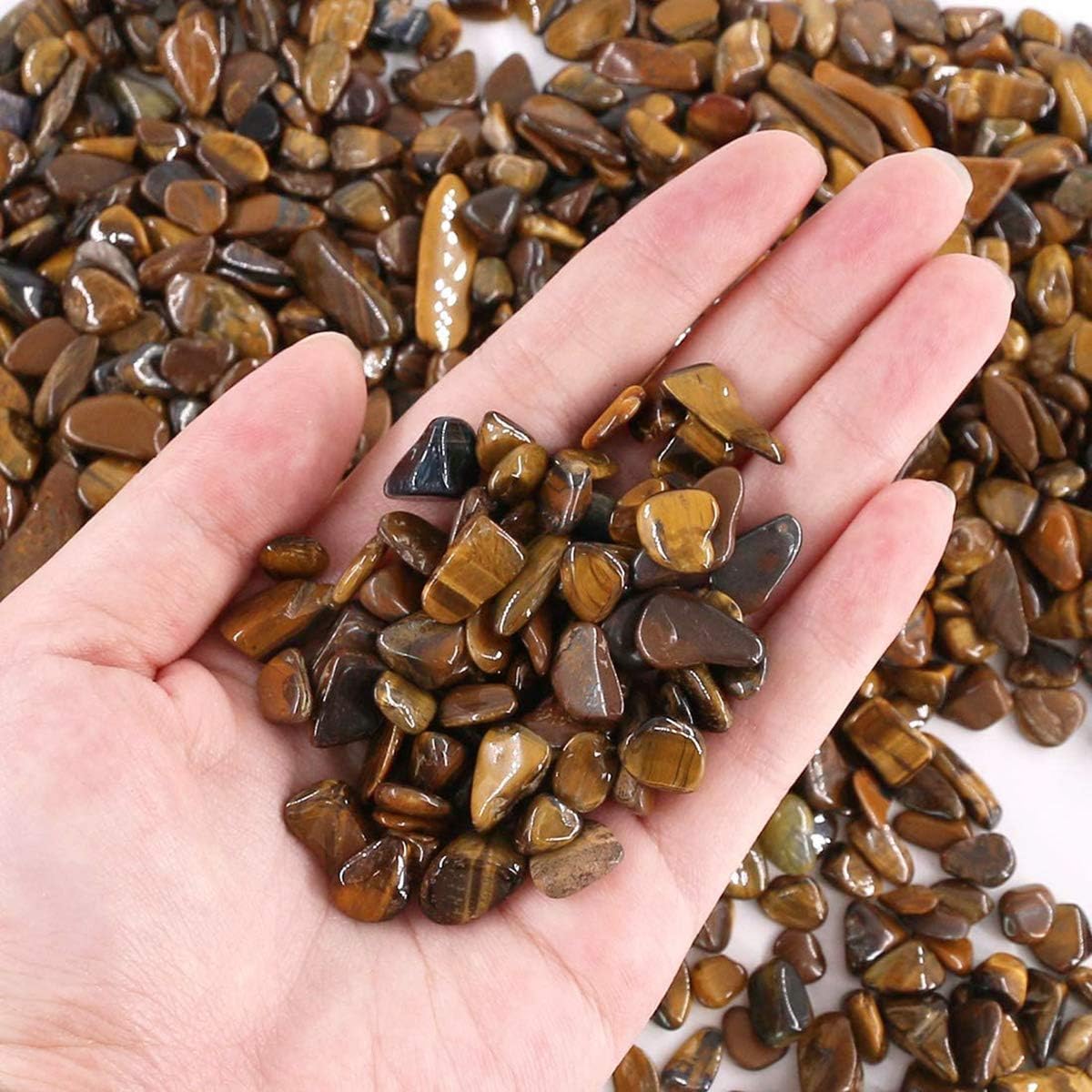 WAYBER Decorative Rocks, 1 Lb/460g (Fill 0.9 Cup) Tiger's Eye Stones Irregular Gem Pebbles Quartz Gravel for Aquarium Turtle Tank Decoration/Succulent Plants Ornament/Flowerpot Vase Landscape