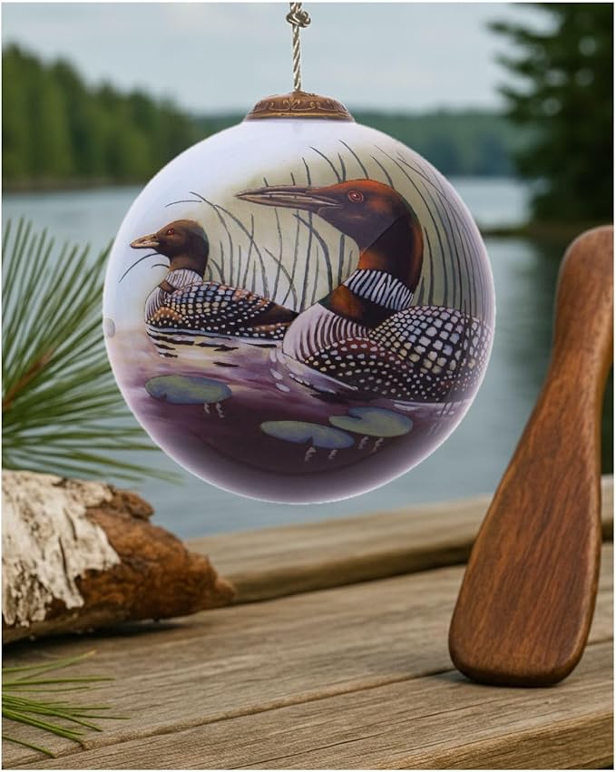 Loon Christmas Ornament – Hand-Painted Glass Loon Ornament for Christmas Tree – Wildlife Holiday Ornament with Common Loon Design – Nature Ornament for Bird Lovers