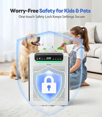 Air Purifiers for Home Large Room, Cover Up to 2600 Ft² with Washable Filters, Powerful Turbo Mode, PM2.5 Air Quality Display, 22dB Sleep Mode, Air Cleaner for Pets Hair, Smoke, Odors, HAP607, White