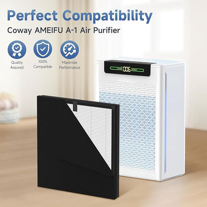 2 Pack A-1 Replacement Filter Compatible with AMEIFU A-1 Air Purifiers for Home Large Room, 3-in-1 True HEPA Filters & Washable Carbon Pre-filters
