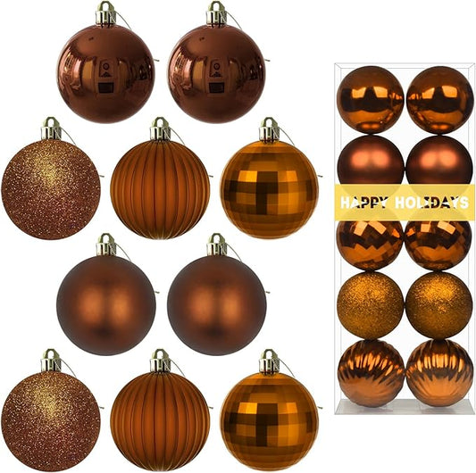 Bronze 3.2" Large Christmas Balls - Christmas Tree Decoration Ornaments Shatterproof Hanging Balls for Birthday Halloween Holiday Wedding Decorations Set of 10pcs