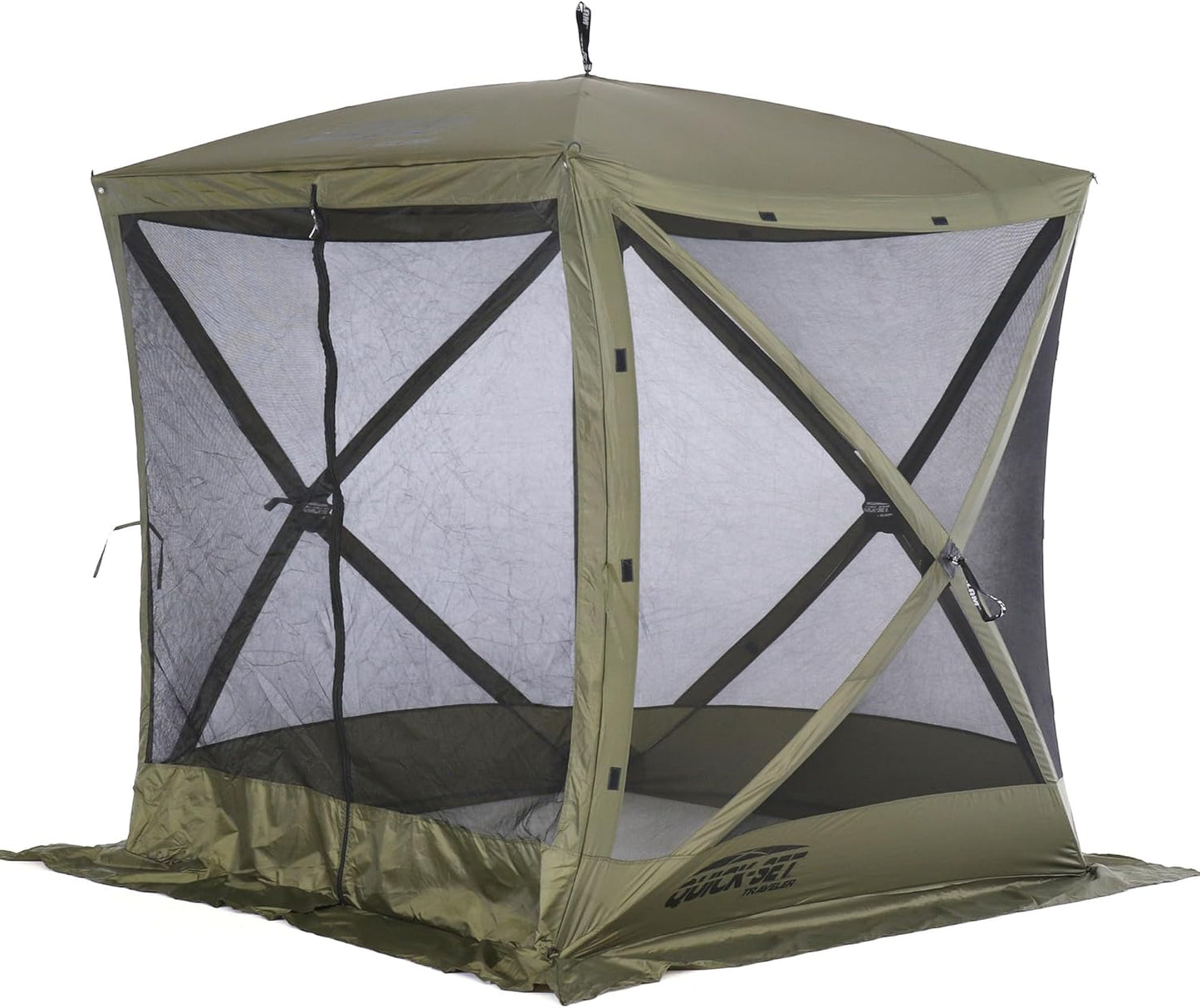CLAM Pop Up Screen Tent, Outdoor Camping Gazebo Canopy, Traveler, 6' x 6', Green