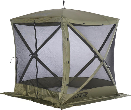 CLAM Pop Up Screen Tent, Outdoor Camping Gazebo Canopy, Traveler, 6' x 6', Green
