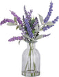 Abzo Fake Flowers- Artificial Lavender Plants in Glass Vase with Faux Water,Faux Silk Flowers Fake Plant Decor for Home Office, Bathroom Farmhouse Kitchen Dining Table Decor