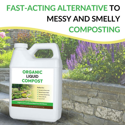FOOP Organic Liquid Compost: Fast-Acting Alternative to Messy and Smelly Composting | Compost Tea Concentrate Perfect for Brewing Compost Teas (1 Gallon, 2 Pack, Treats Up to 40,000 Sq.Feet)