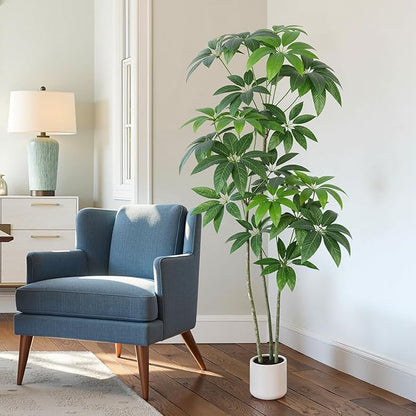 Money Tree Artificial - 6 FT Tall Fake Tree with Decorative planters - Large Faux Plants Lifelike Branches & Foliage - Artificial Plants Indoor for Home Office Living Room Decor