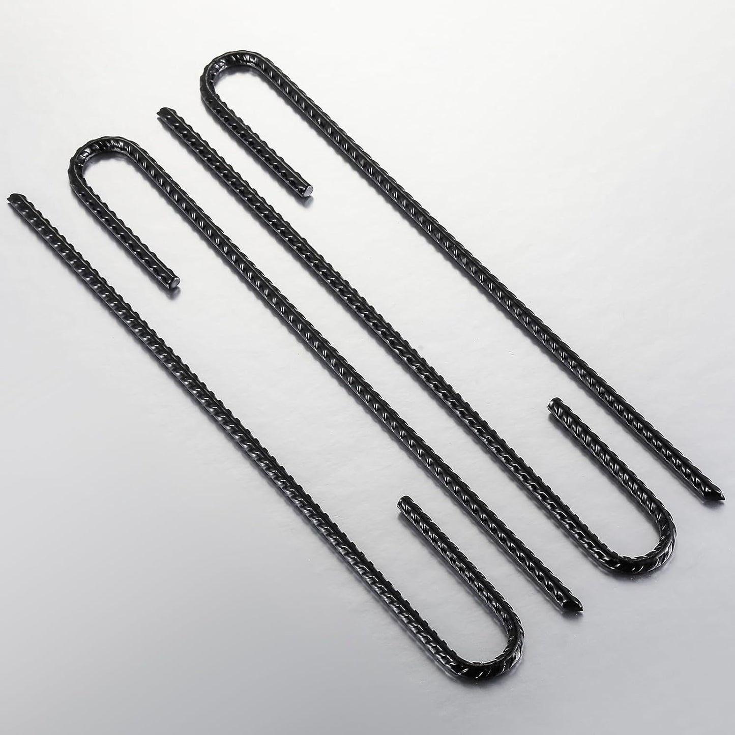 Rebar Stakes U/J Hook Extra Heavy Duty,(10pcs) 12 inch x 1/4 inch Rust Proof Coated Steel Ground Stakes Ground Anchors, Garden Stake Metal Stakes Tent Stakes Trampoline Anchors (J-Hook)