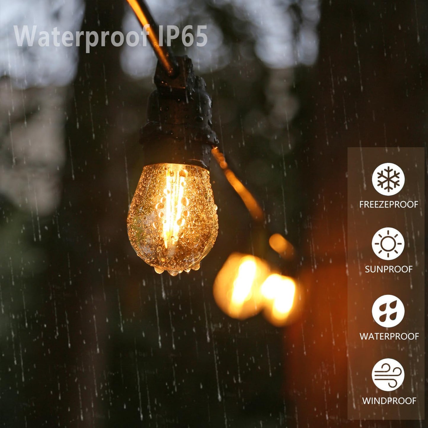 S14 Replacement LED Light Bulbs, Shatterproof & Waterproof 2W S14 LED Bulbs, Outdoor String Lights , E26 Base Patio Edison LED Light Bulbs, Warm White 2200K Plastic 150ML Non-Dimmable 48 Pack