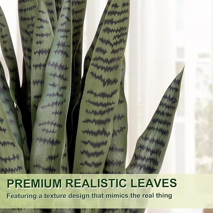 2 Pack 3FT Sansevieria Artificial Silk Tree, Fake Snake Plant, Faux Agave Potted Plants for Indoor and Outdoor Home Office Décor