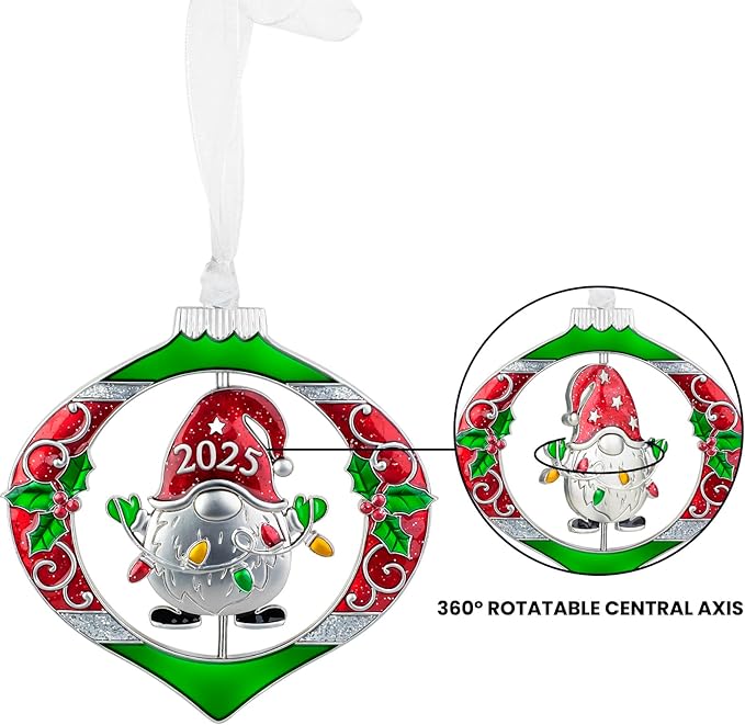 Laraine Christmas Tree Ornaments – 2025 Decorative Rotation Hanging Pendant of Car Charm Holiday Keepsake Gift Home Decor (Gnome (2025))