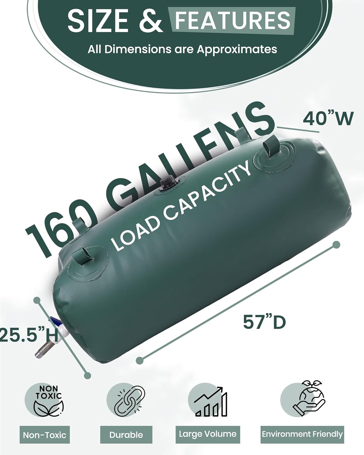 FoundGo Water Storage Bladder Emergency Water Storage Tank, Large Capacity Water Containers, Portable Vinyl Water Storage Barrel for Outdoor/Survival/RV/Garden