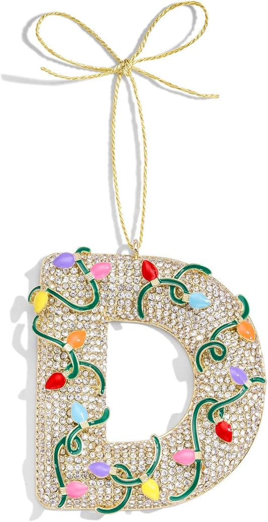 2025 Christmas Initial Ornaments,Letter D Ornaments for Xmas Tree,Hanging Christmas Ornament Gift for Mother Friends Sister Wife Grandma Women Men