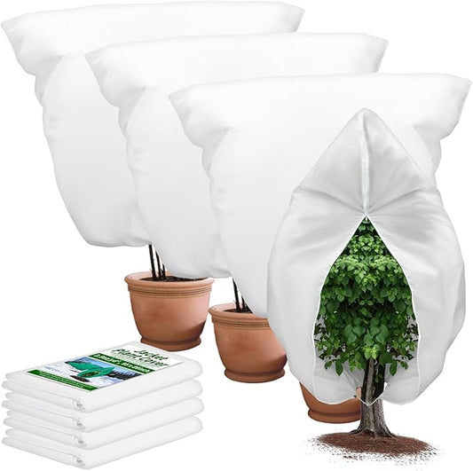 4PCS Large Plant Covers Freeze Protection 2.82oz Reusable Winter Frost Cloth Plant Protection Jacket Cover Bags Frost Blankets for Shrub Trees Outdoor Plants Fruit Tree Potted, 86"W x 95"H