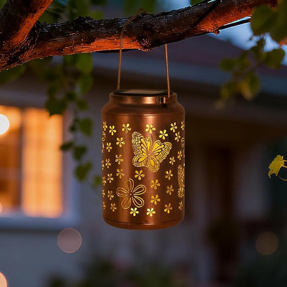 Gifts for Women Men Mom - 2 Pack Butterfly Solar Lights Outdoor Garden Decor for Outside, Butterflies Solar Lantern Outdoor Waterproof for Outdoor Decor