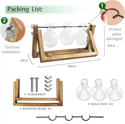 Propagation Station, Plants Terrarium, Plants Lover Gifts for Women,Plant Cutting Holder Home décor,Gifts for Women,House Warming New Home-3 Bulbs-C Type