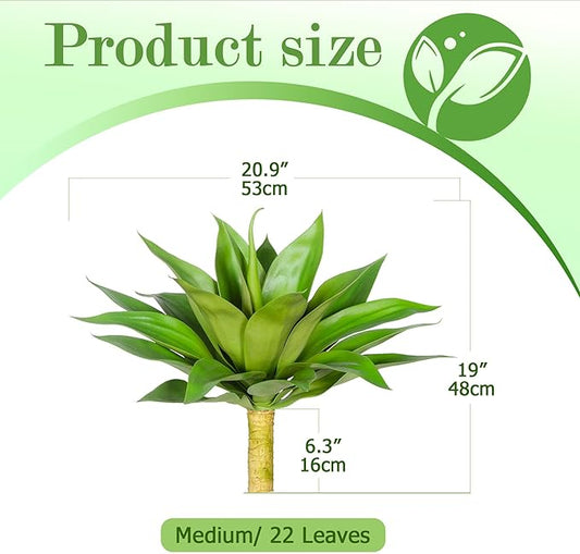 Artificial Agave Plant Fake Agave Plant Artificial Plants Outdoor Uv Resistant Artificial Fake Plants Suitable for Indoor Home Decor Outdoor Courtyard Balcony Terrace Decor 20.9'',Green,1Pcs