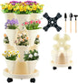 4 Tier Garden Tower Strawberry Planter Stackable Vertical Garden Planter for Herb Flowers Succulents and Lettuce Indoor/Outdoor Off-White
