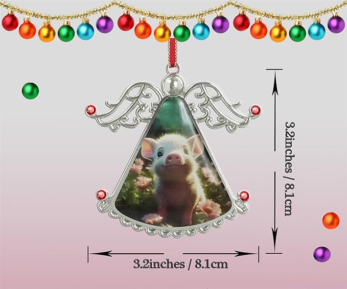 XUTAI Angel Christmas Tree Ornaments Cute Pig Glass Christmas Hanging Angel Glass Pendant for Holiday Decoration