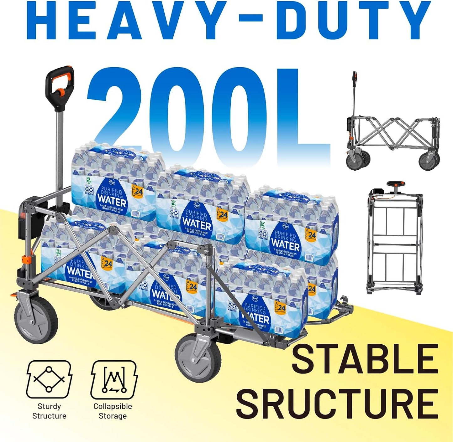 Litheli Electric Wagon Cart with Battery Power, All-Terrain Wheels & Variable Speed | 200L Capacity, 300 lbs Heavy-Duty Utility Wagon for Camping Gear, Beach Trips, Garden Tools & Shopping Hauls