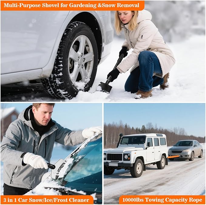 Car Emergency Kit with Jumper Starter and Air Compressor, Roadside Emergency Tool Kit for Truck Venicle Auto, Men Women Winter Travel Road Side Safety Essential Survival Bag with First Aid Kit