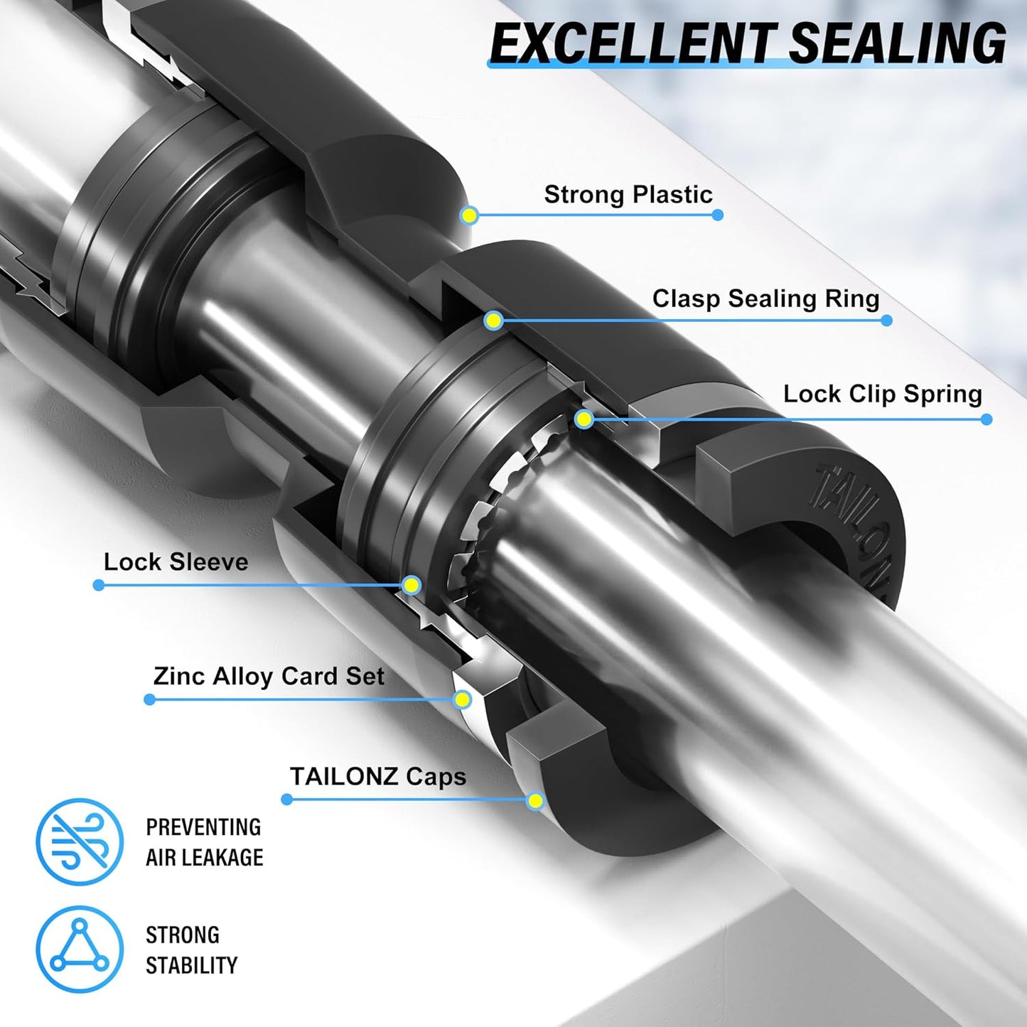 TAILONZ PNEUMATIC Black 1/4 Inch od Push to Connect Fittings Pneumatic Fittings Kit 10 Spliters+10 Elbows+10 tee+10 Straight (40 pcs)