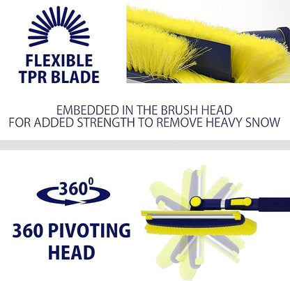 Michelin Snow Brush for Car Windshield (Pack of 2) - Snow and Ice Scraper with 43–63" Extendable Handle, 13" Swivel Head with Squeegee, 5" Heavy Duty Ice Scraper for SUV, Truck, Van, Auto Cleaning