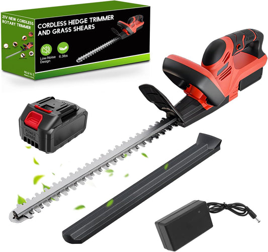 ALSO GO 22’’ Cordless Hedge Trimmer, 21V Electric Shrub Trimmer, Bush Trimmer Cordless with 3.0Ah Rechargeable Battery and Charger, Grass Cutter for Garden, Lawn