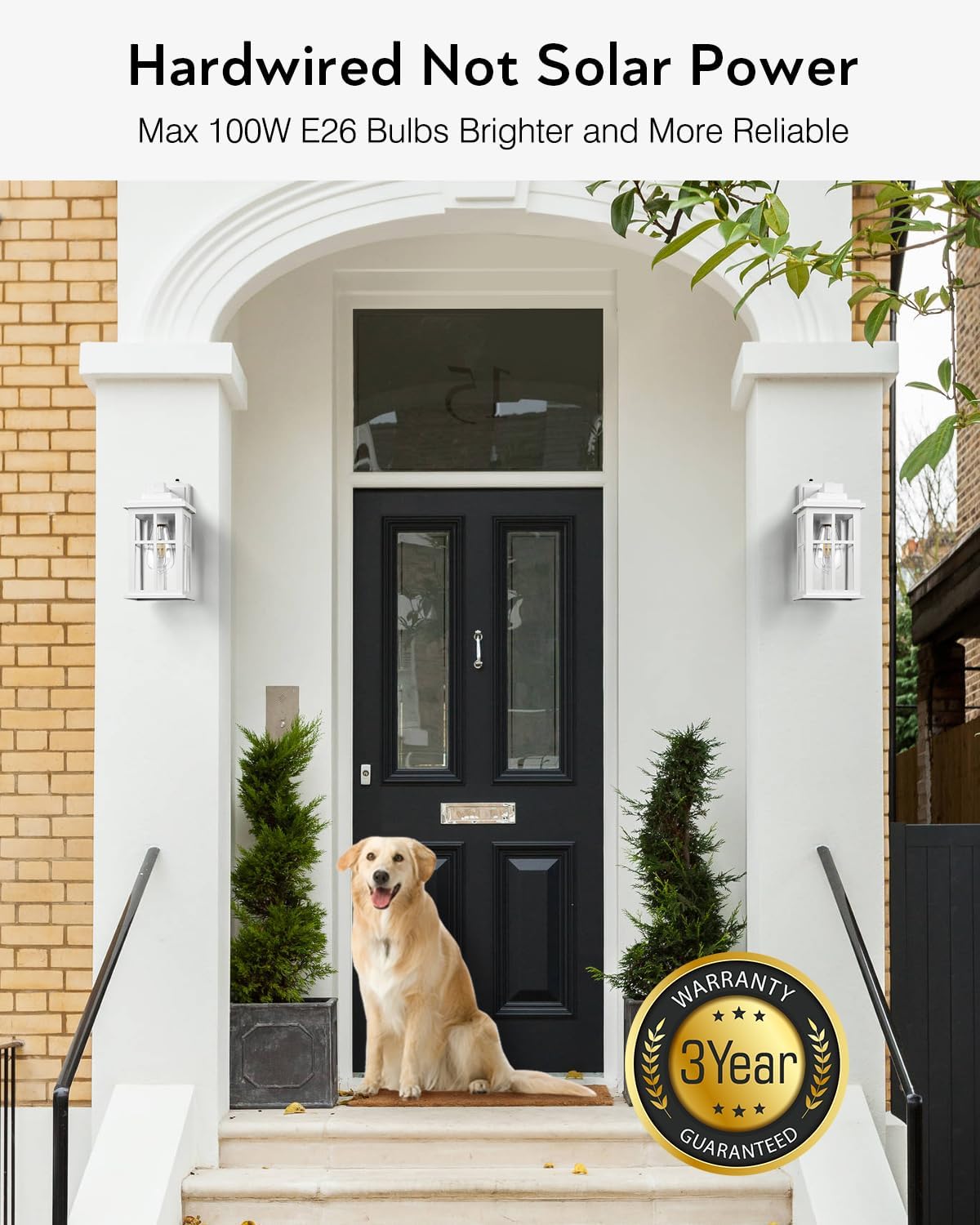 White Outdoor Light Fixture, 2 Pack Dusk to Dawn Exterior Lighting Fixtures, Anti-Rust Porch Lights, Dusk to Dawn Outdoor Lighting for House, Garage, Garden, Entryway, Doorway