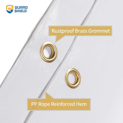 GUARD SHIELD Extreme Heavy Duty White Poly Tarp 10x12 Feet Cover Waterproof Tarps 20mil Thick UV and Tear Resistant Tarpaulin