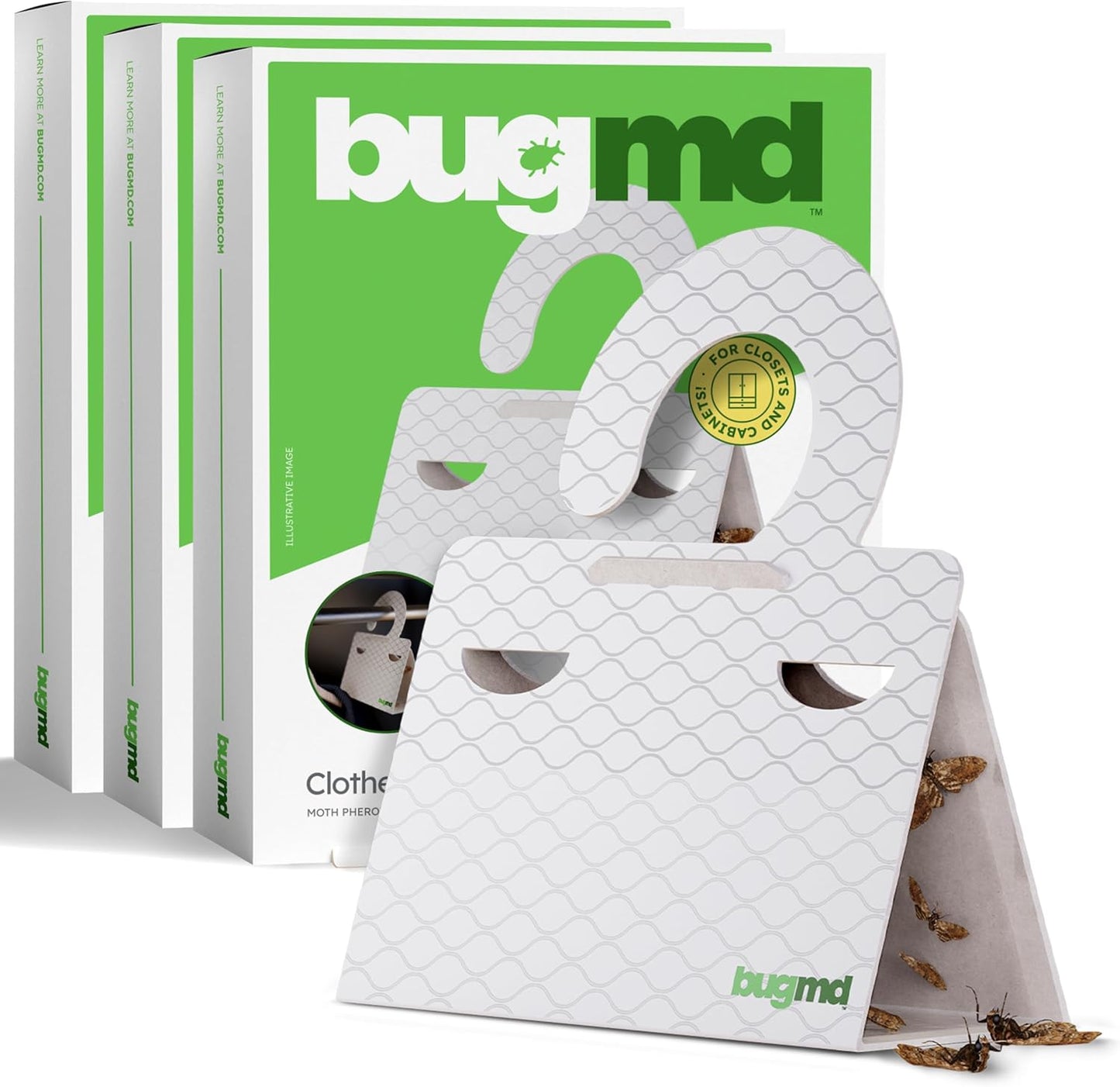 Clothes & Pantry Moth Traps (18 Count) – Sticky Glue Pheromone-Based Repellent for Closets, Cabinets & Wardrobes – Non-Toxic - White