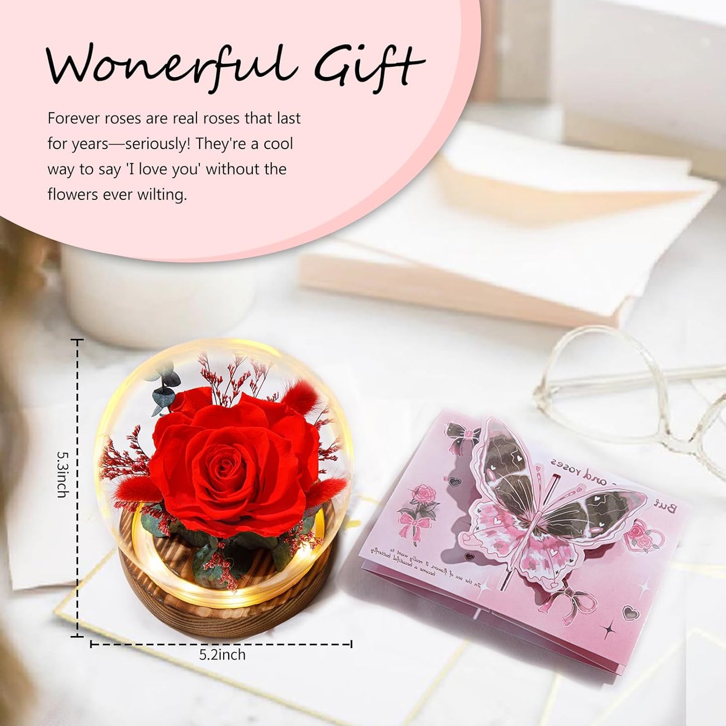 Forever Roses Flowers Gifts, Gifts for Mom, Birthday Gifts for Women, Preserved Flowers Fresh Bouquet, Flowers for Delivery Prime, Valentines, Mothers, Christmas, With LED Light Battery Included