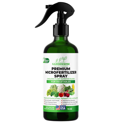 Premium Microfertilizer Foliar Spray - Chelated Plant Nutrition Blend with Chelated Iron for Vegetables. Perfect for Hydroponics, Pots, and Open Soil. Ready to Use (16 OZ)