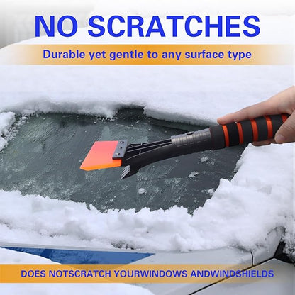24.8" Car Scraper Snow Brush, Silicon Ice Scrapers for Car Windshield, Squeegee for Ice Water Removal, Detachable Snow Removal Tool with Ergonomic Foam Grip, Winter Car Accessories
