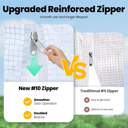 KING BIRD Premium 20x10x6.6FT Greenhouse for Outdoors, Large Walk-in Heavy Duty Galvanized Steel Frame, Mesh Door Screen Window Upgraded Zipper Tunnel Hoop for Garden Plant Winter, White