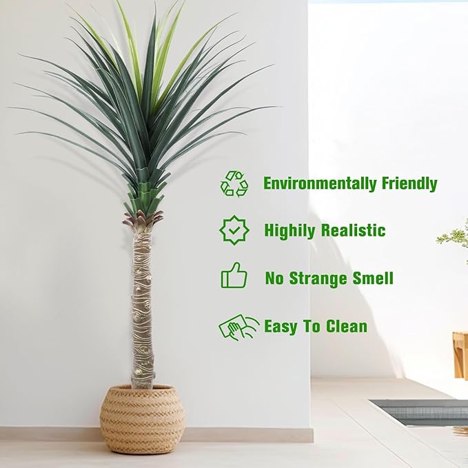 ANTING Artificial Agave Snake Plant 6FT, Lifelike Fake Plant with Pot for Indoor, 72IN Faux Plant, Ideal for Home, Office, Garden, Hotel Decor & Gift (1Pack)