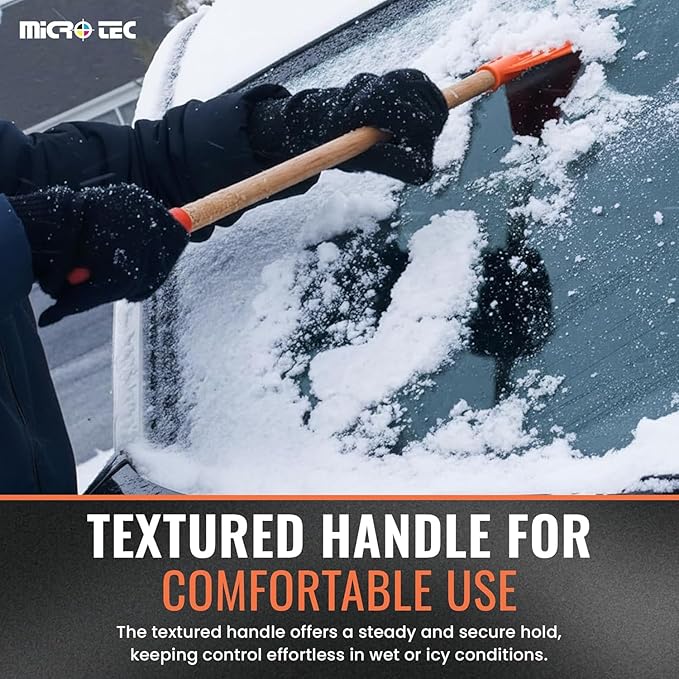 MICRO TEC Shuttsco 26" Sure Grip Ice Scraper – Freeze-Resistant Ice Removal Tool for Cars, Trucks, and SUVs – Long-Handle Scraper for Quick, Efficient Snow & Ice Clearance – Made in USA - Pack of 2